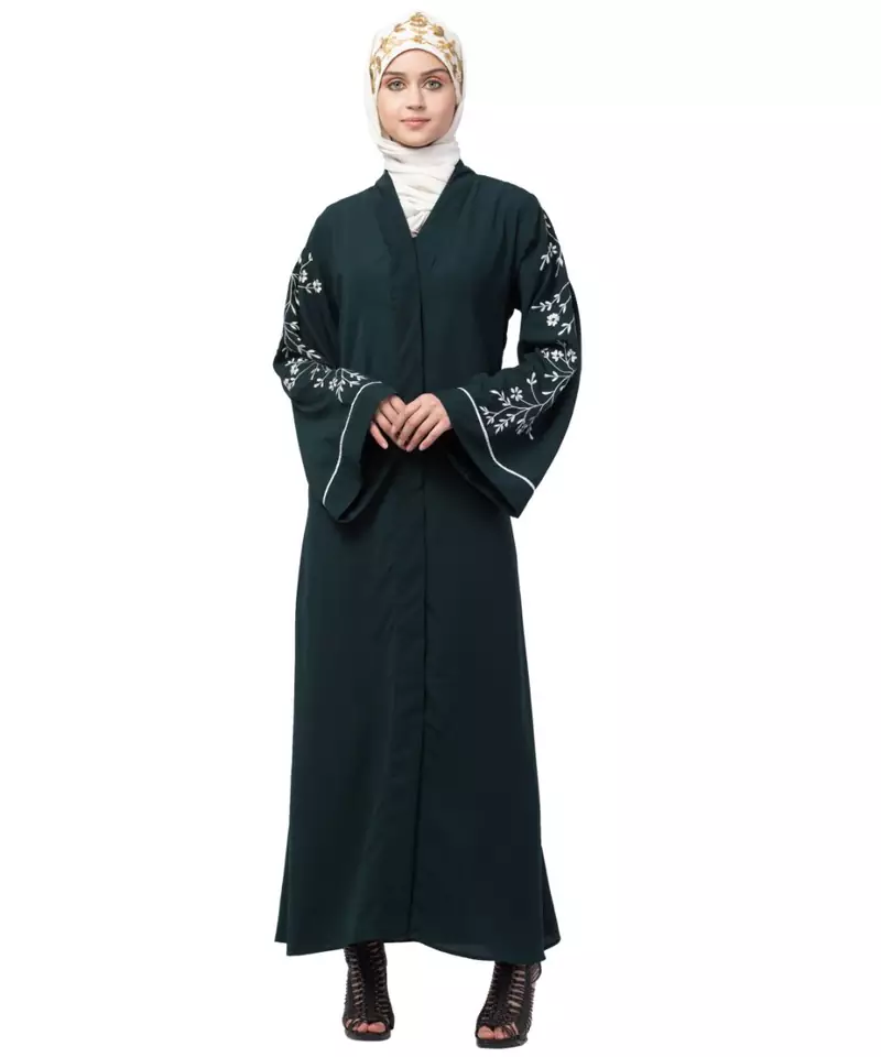 Nazneen Front Open Sleeve Resham Embroidery Abaya