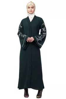 Nazneen Front Open Sleeve Resham Embroidery Abaya