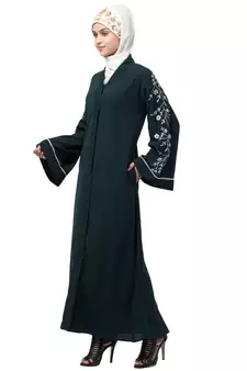 Nazneen Front Open Sleeve Resham Embroidery Abaya