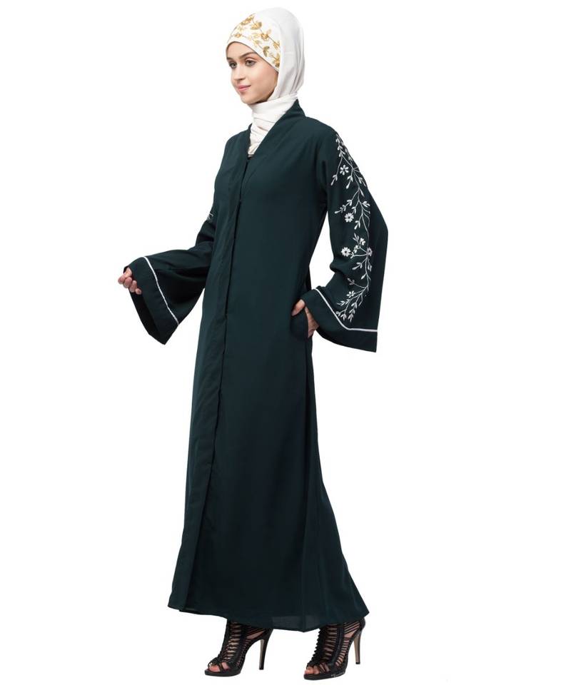 Nazneen Front Open Sleeve Resham Embroidery Abaya