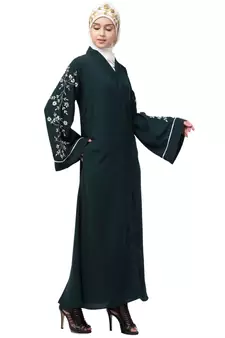 Nazneen Front Open Sleeve Resham Embroidery Abaya