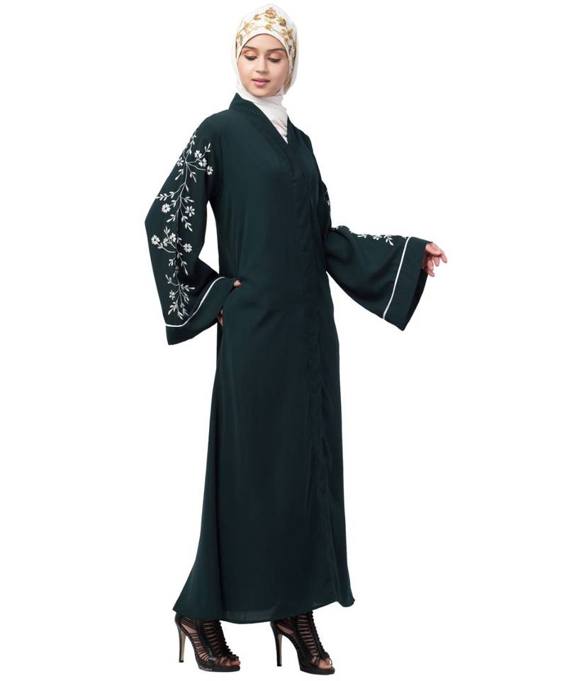 Nazneen Front Open Sleeve Resham Embroidery Abaya