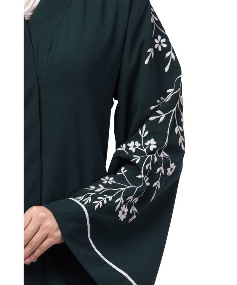 Nazneen Front Open Sleeve Resham Embroidery Abaya
