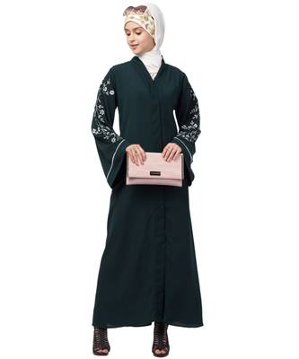 Nazneen Front Open Sleeve Resham Embroidery Abaya 6