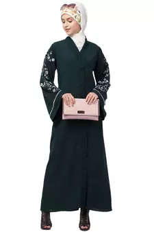 Nazneen Front Open Sleeve Resham Embroidery Abaya