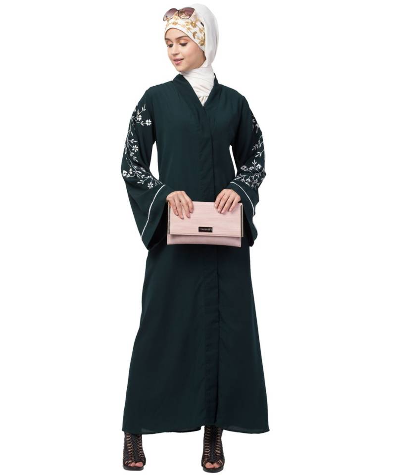 Nazneen Front Open Sleeve Resham Embroidery Abaya