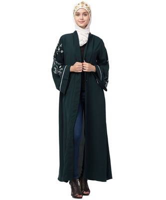 Nazneen Front Open Sleeve Resham Embroidery Abaya 7