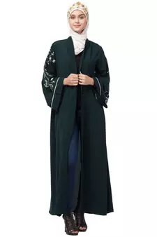 Nazneen Front Open Sleeve Resham Embroidery Abaya