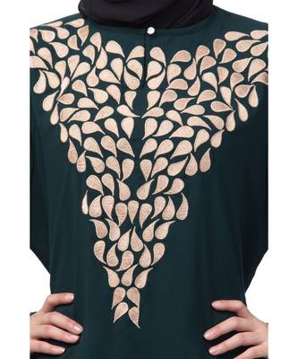 Nazneen Round Neck Front and sleeve drop Embroidery Abaya 5
