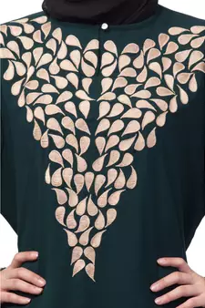 Nazneen Round Neck Front and sleeve drop Embroidery Abaya
