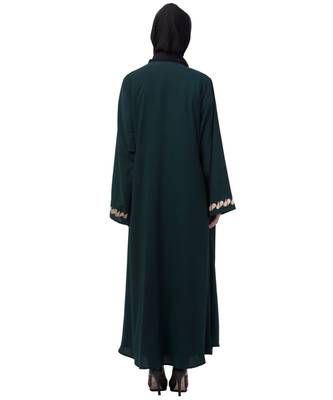 Nazneen Round Neck Front and sleeve drop Embroidery Abaya 7