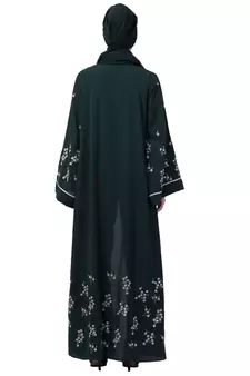 Nazneen Front Open Front Back sleeve with Hijab Embroidered Abaya cum Kaftan