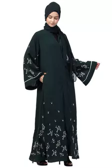 Nazneen Front Open Front Back sleeve with Hijab Embroidered Abaya cum Kaftan
