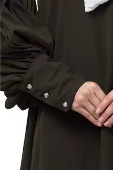 Nazneen long cuff full balloon sleeve with belt A line Abaya