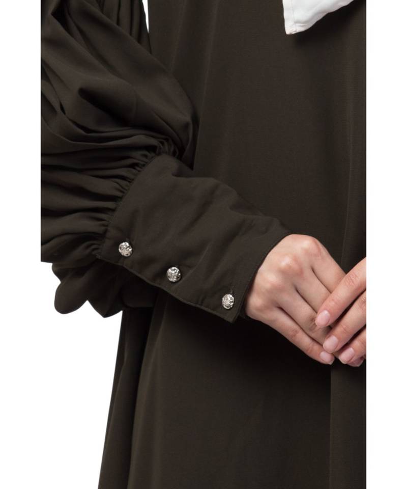 Nazneen long cuff full balloon sleeve with belt A line Abaya