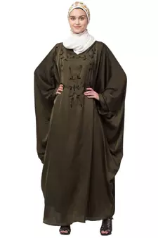 Nazneen contrast hand embroidered kaftan