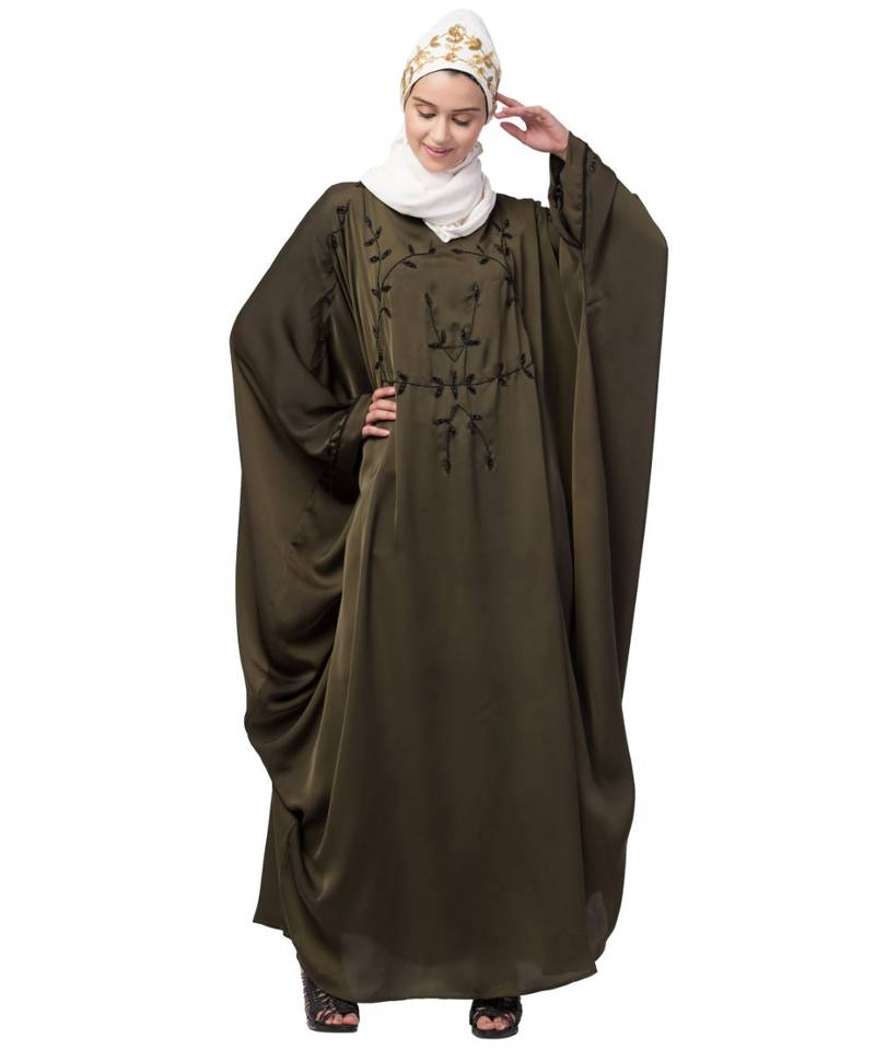 Nazneen contrast hand embroidered kaftan