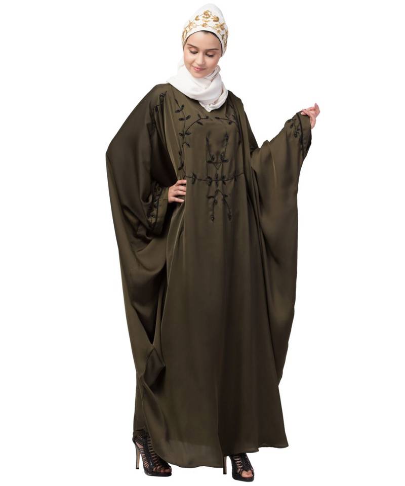 Nazneen contrast hand embroidered kaftan