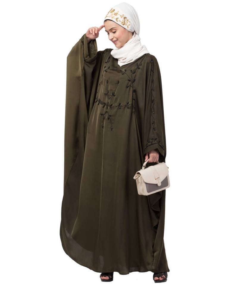 Nazneen contrast hand embroidered kaftan