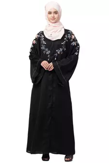 Nazneen Front to back resham embroidery  Front open Dubai Style Kaftan cum Abaya