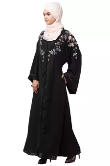 Nazneen Front to back resham embroidery  Front open Dubai Style Kaftan cum Abaya