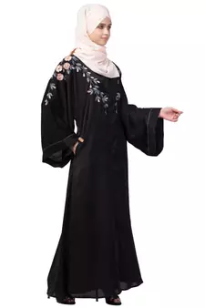 Nazneen Front to back resham embroidery  Front open Dubai Style Kaftan cum Abaya