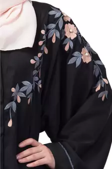 Nazneen Front to back resham embroidery  Front open Dubai Style Kaftan cum Abaya