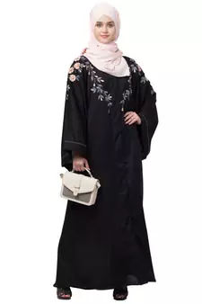 Nazneen Front to back resham embroidery  Front open Dubai Style Kaftan cum Abaya