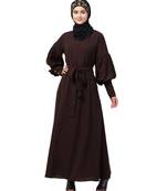 Nazneen long cuff full balloon sleeve with belt A line Abaya