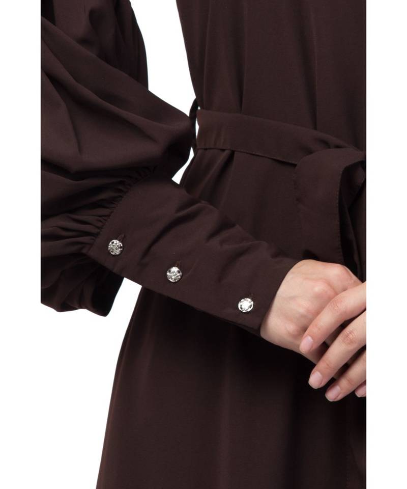 Nazneen long cuff full balloon sleeve with belt A line Abaya