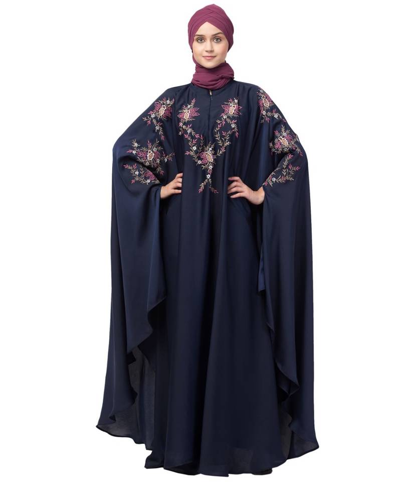 Nazneen front and sleeve resham embroidery Irani Kaftan
