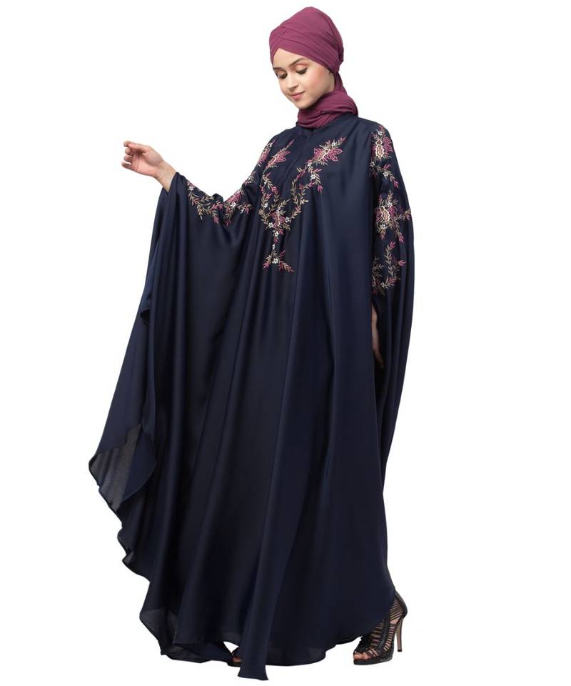 Nazneen front and sleeve resham embroidery Irani Kaftan