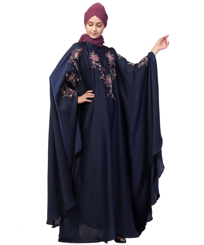 Nazneen front and sleeve resham embroidery Irani Kaftan