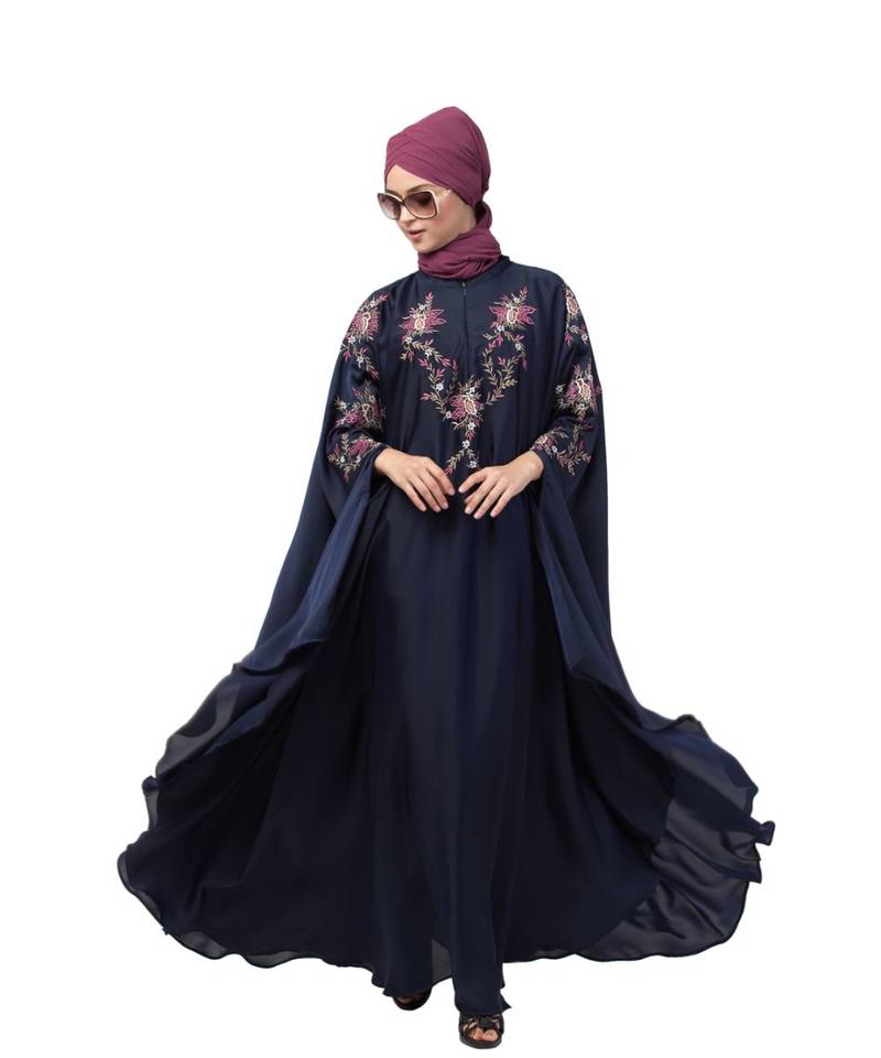 Nazneen front and sleeve resham embroidery Irani Kaftan