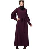 Nazneen long cuff full balloon sleeve with belt A line Abaya