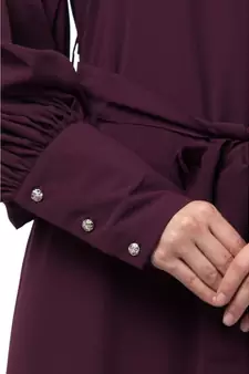 Nazneen long cuff full balloon sleeve with belt A line Abaya