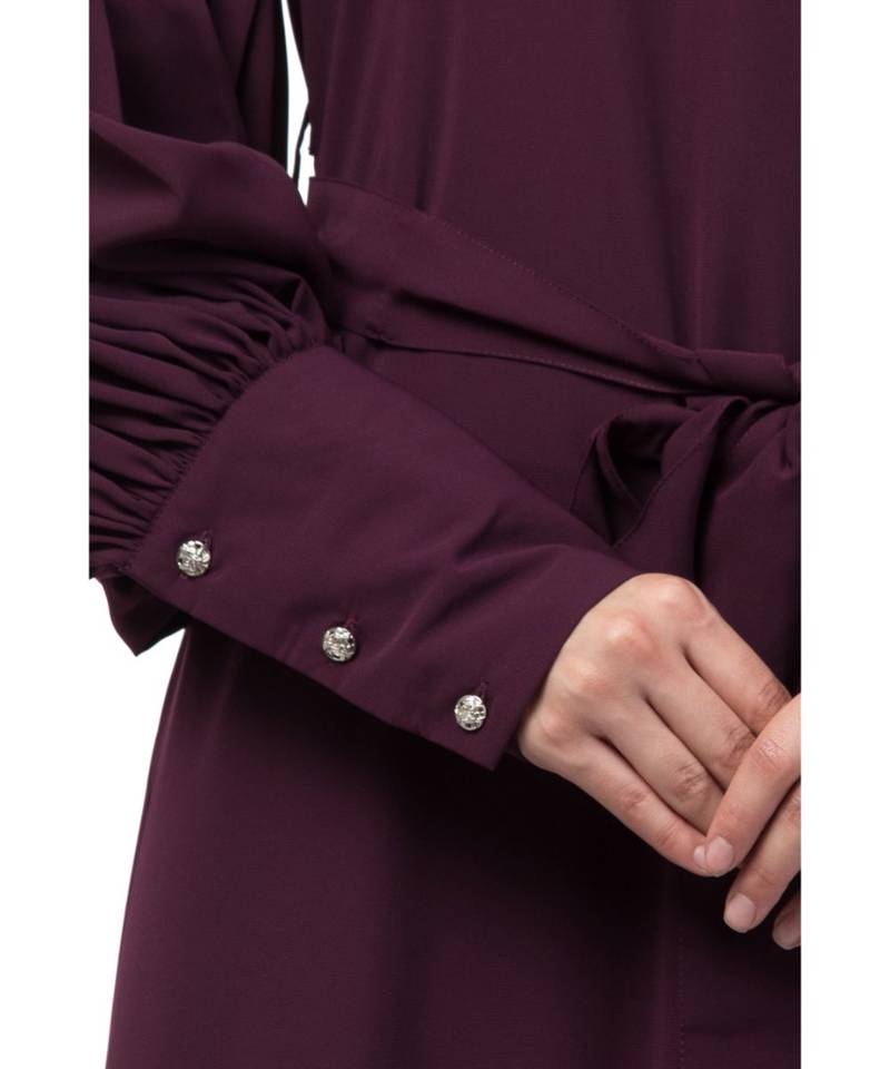 Nazneen long cuff full balloon sleeve with belt A line Abaya