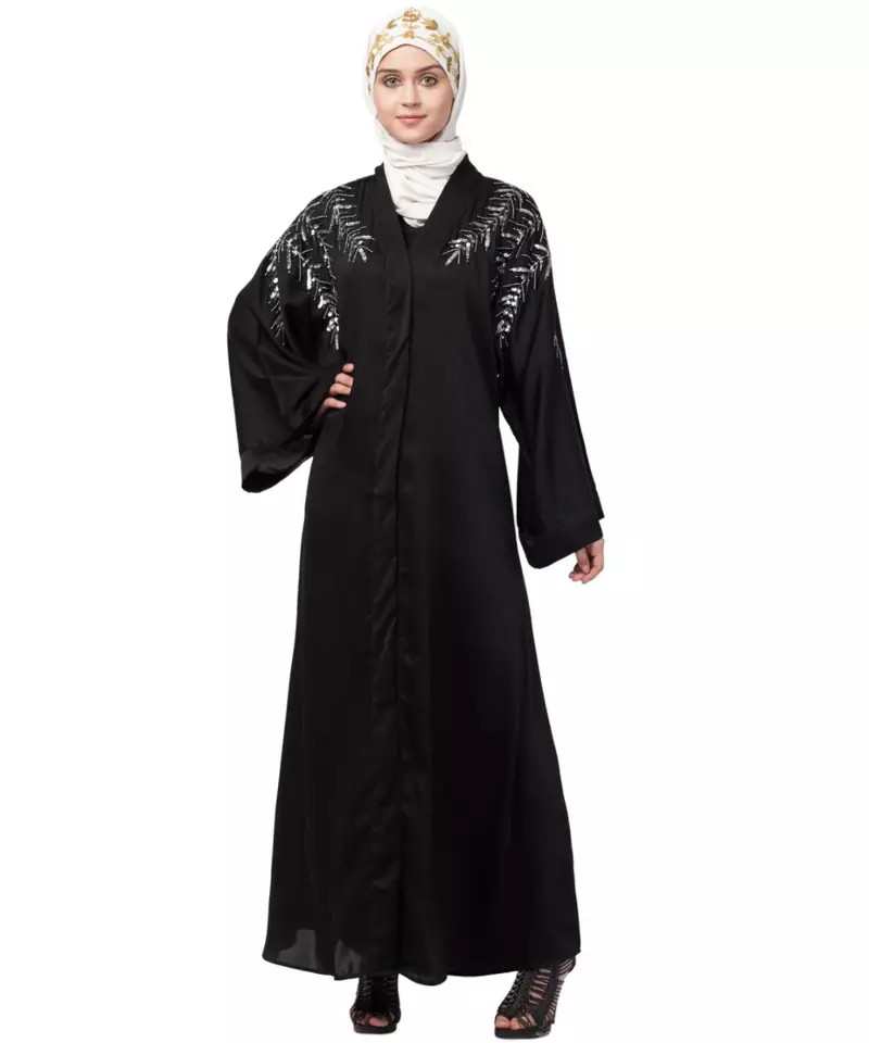 Nazneen Front Back hand embroidered Front open Dubai Abaya