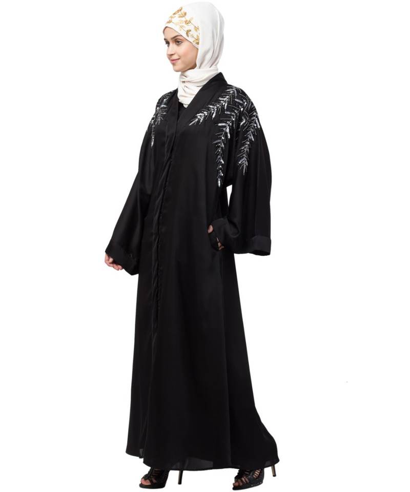 Nazneen Front Back hand embroidered Front open Dubai Abaya