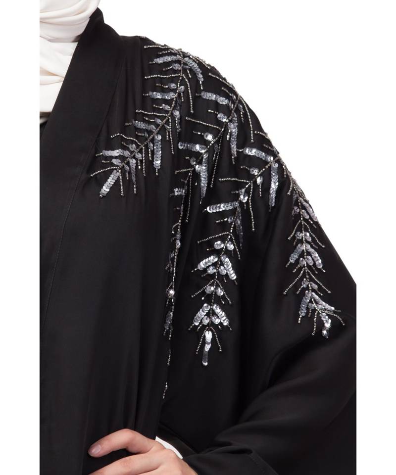 Nazneen Front Back hand embroidered Front open Dubai Abaya