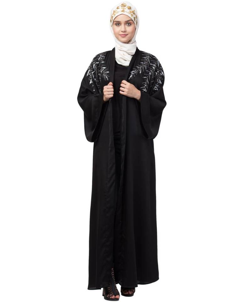 Nazneen Front Back hand embroidered Front open Dubai Abaya
