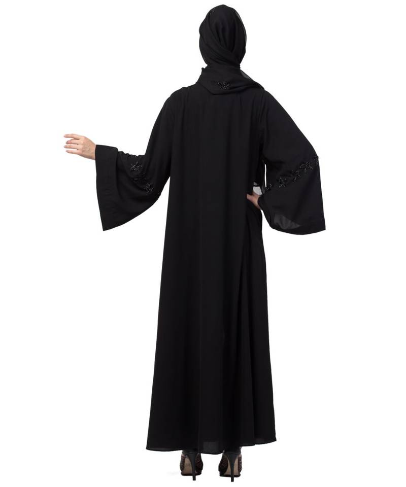 Nazneen all over Star embroidery  bell sleeve Abaya
