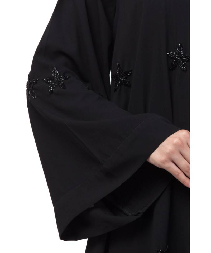 Nazneen all over Star embroidery  bell sleeve Abaya