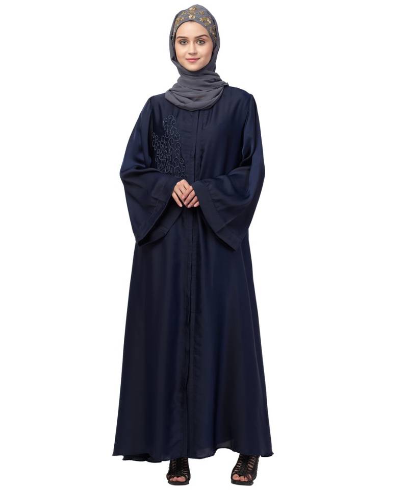 Nazneen front Open  one side hand work Abaya