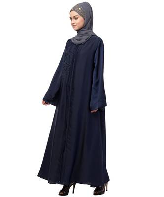 Nazneen front Open  one side hand work Abaya 3