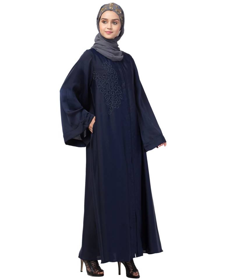Nazneen front Open  one side hand work Abaya