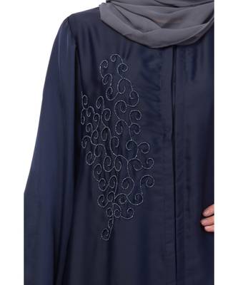 Nazneen front Open  one side hand work Abaya 5