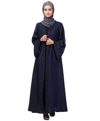 Nazneen front Open  one side hand work Abaya 7