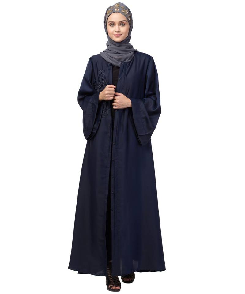 Nazneen front Open  one side hand work Abaya