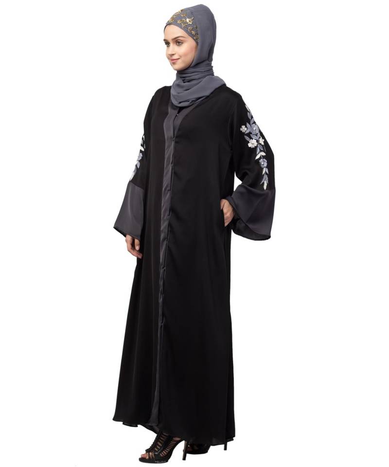 Nazneen Front open Sleeve embroidery Dubai style Kaftan cum Abaya